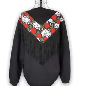 Sudadera CALAVERAS Y ROSAS con flecos