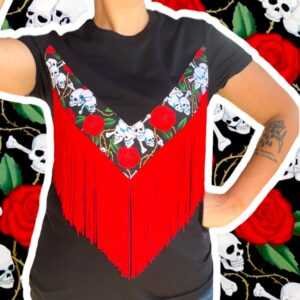Camiseta CALAVERAS Y ROSAS
